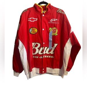 Nascar Women's Large Character Patch Budweiser Moto Jacket NWT
